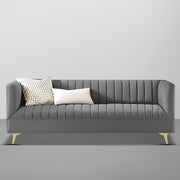 Jarvis 3 Seater Sofa Set for Living Room (Dark Grey Fabric) | Premium Fabric Sofa Set