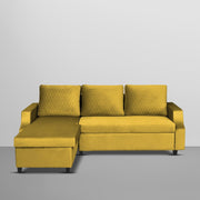 Asper LHS 4 Seater L Shape Sofa Set for Living Room (Yellow Fabric) Premium Fabric Sofa