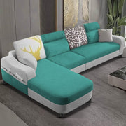 Amanda LHS 6 Seater L Shape,Sofa Set for Living Room (Turquise Grey Fabric)