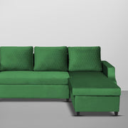 Asper RHS 4 Seater L Shape Sofa Set for Living Room (Green Fabric) Premium Fabric Sofa