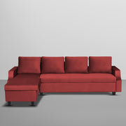 Asper LHS 6 Seater L Shape Sofa Set for Living Room (Maroon Fabric) Premium Fabric Sofa