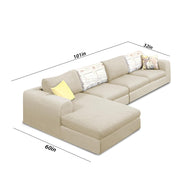 Badger LHS 6 Seater L Shape Sofa Set for Living Room (Black Fabric) Premium Fabric Sofa