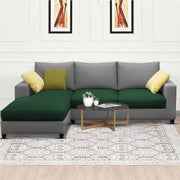 Rihan 4 Seater L Shape Sofa Set Living Room (Green Grey Fabric) Left Side Sofa