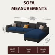 Orion RHS 6 Seater L Shape Sofa Set for Living Room (Blue Black Colour) Premium Fabric Sofa