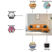 Falco RHS 4 Seater L Shape Sofa Set for Living Room (Orange Fabric) Premium Fabric Sofa