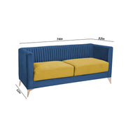 Ember 3 Seater Sofa Set for Living Room (Blue Yellow Colour) Premium Fabric Sofa