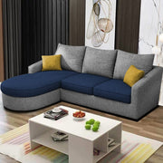 Shrank Round Lounger L Shape 4 Seater Sofa Set for Living Room (Blue Grey) Fabric Sofa | LHS