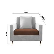 Garcia 1 Seater Sofa Set for Living Room (Brwon Grey - Colour) Premium Fabric Sofa Set