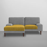 Latieo LHS 2 Seater Lounger L Shape Sofa Set for Living Room (Yellow Grey) Premium Fabric Sofa
