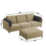 Nairo 4 Seater Interchangeable L Shape Sofa with Ottoman for Living Room (Cream Fabric)