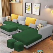 Minta LHS 8 Seater L Shape Sofa Set with Ottoman & 2 Puffy for Living Room (Green Fabric)