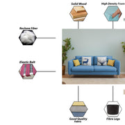 Duckby 3 Seater Sofa Set for Living Room (Black Colour) Premium Fabric Sofa