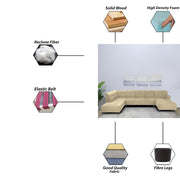 Ragno 8 Seater U Shape Sofa Set for Living Room (Cream Fabric) Premium Fabric Sofa