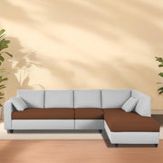 Dorian RHS 6 Seater L Shape Sofa Set for Living Room (Brown Grey Fabric) Premium Fabric Sofa