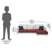 Falco RHS 4 Seater L Shape Sofa Set for Living Room (Maroon Grey Fabric) Premium Fabric Sofa