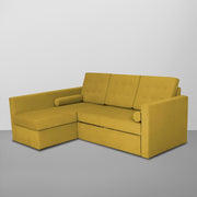 Megan LHS 4 Seater L Shaped Sofa Cum Bed for Living Room (Yellow Fabric) Premium Fabric Sofa