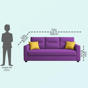 Evona 3 Seater Sofa Set for Living Room (Purple Colour Fabric) Premium Fabric Sofa