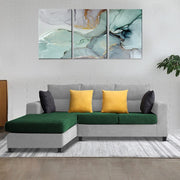 Hazer 4 Seater L Shape Sofa Set for Living Room (Green Grey Fabric) Left Side