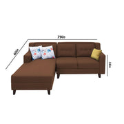 Lifestyle 4 Seater LHS L Shape Sofa Set for Living Room - (Brown Fabric) Premium Fabric Sofa Set