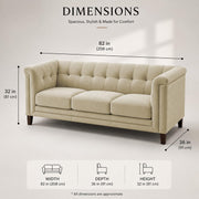 Casaliving Fento 3 Seater Sofa Set for Living Room, 3 Seater (Black) Colour Premium Velvet Fabric Sofa