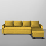 Asper RHS 6 Seater L Shape Sofa Set for Living Room (Yellow Fabric) Premium Fabric Sofa