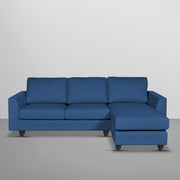 Danver RHS 4 Seater L Shape Sofa Set for Living Room (Blue Fabric) Premium Fabric Sofa