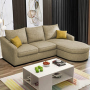 Shrank Round Lounger L Shape 4 Seater Sofa Set for Living Room (Cream) Fabric Sofa | RHS