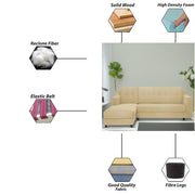 Fracher LHS 4 Seater L Shape Sofa Set for Living Room (Cream Fabric) Premium Fabric Sofa