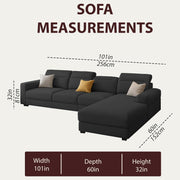 Orion RHS 6 Seater L Shape Sofa Set for Living Room (Black Colour) Premium Fabric Sofa