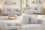 Velour Modern Velvet Sofa, Tufted Design Upholstered 3 Seater Sofa Set for Living Room, (Black Colour) Premium Velvet Fabric Sofa
