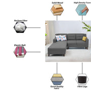 Lifestyle 4 Seater LHS L Shape Sofa Set for Living Room - (Dark Grey Fabric) Premium Fabric Sofa Set