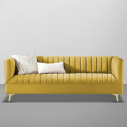 Jarvis 3 Seater Sofa Set for Living Room (Yellow Fabric) | Premium Fabric Sofa