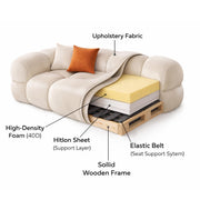 Vetras Modern Velvet Bubble Cloud Sofa, Tufted Design Upholstered 3+1 Seater Sofa Set for Living Room, (Black Colour) Premium Velvet Fabric Sofa