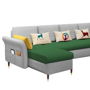 Ventos LHS 6 Seater L Shape Sofa Set for Living Room (Green Grey) Premium Velvet Fabric