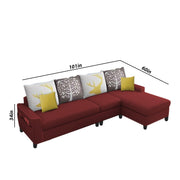 Afie RHS 6 Seater L Shape Sofa Set for Living Room (Black Grey Fabric) Premium Fabric Sofa