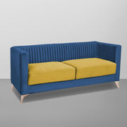 Ember 3 Seater Sofa Set for Living Room (Blue Yellow Colour) Premium Fabric Sofa