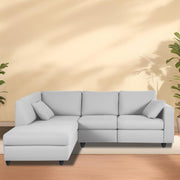 Dorian LHS 4 Seater L Shape Sofa Set for Living Room (Grey Fabric) Premium Fabric Sofa