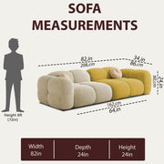 Casaliving Vetras Modern Velvet Bubble Cloud Sofa, Tufted Design Upholstered 3 Seater Sofa Set for Living Room,(Blue Colour) Premium Velvet Fabric Sofa