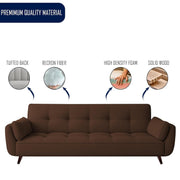 Francois 3 Seater Convertible Sofa Cum Bed for Living Room (Brown Fabric) Premium Fabric Sofa