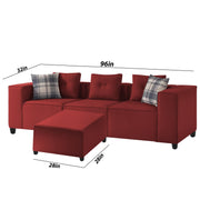 Karoline 3 Seater Sofa Set with Center Table for Living Room (Black Colour) Premium Fabric Sofa