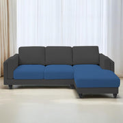 Casaliving Logan RHS 4 Seater L Shape Sofa Set for Living Room (Blue Black Fabric) Premium Fabric Sofa