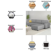 Linus RHS 4 Seater L Shape Sofa Set for Living Room (Dark Grey Fabric) Premium Fabric Sofa