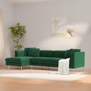 Vesco LHS 6 Seater L Shape Sofa Set for Living Room (Green) Premium Fabric Sofa