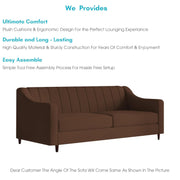 Mobius 3 Seater Sofa Set for Living Room (Brown Colour Sofa) Premium Fabric Sofa for Living Room