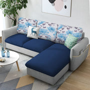 Andon 4 Seater L Shape Sofa Set for Living Room (Blue Grey) Right Side Sofa