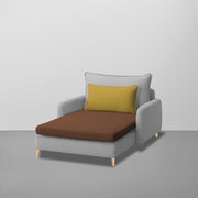 Vive 1 Seater Lounge Sofa for Living Room (Brown Grey Colour) Premium Fabric Sofa