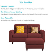 Casaliving Nancy 2 Seater with Ottoman Sofa Set for Living Room (Black Colour) Premium Fabric Sofa Set