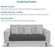 Casaliving Isabella 3 Seater Sofa Set for Living Room (Black Grey Colour Fabric) Premium Fabric Sofa