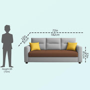 Evona 3 Seater Sofa Set for Living Room (Brown Grey Colour Fabric) Premium Fabric Sofa