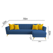 Casaliving Murdock 4 Seater L Shape Convertible Sofa Set for Living Room, 3 Seater & Ottoman Modular Sectional Couch for Small Space (Blue Colour) Fabric